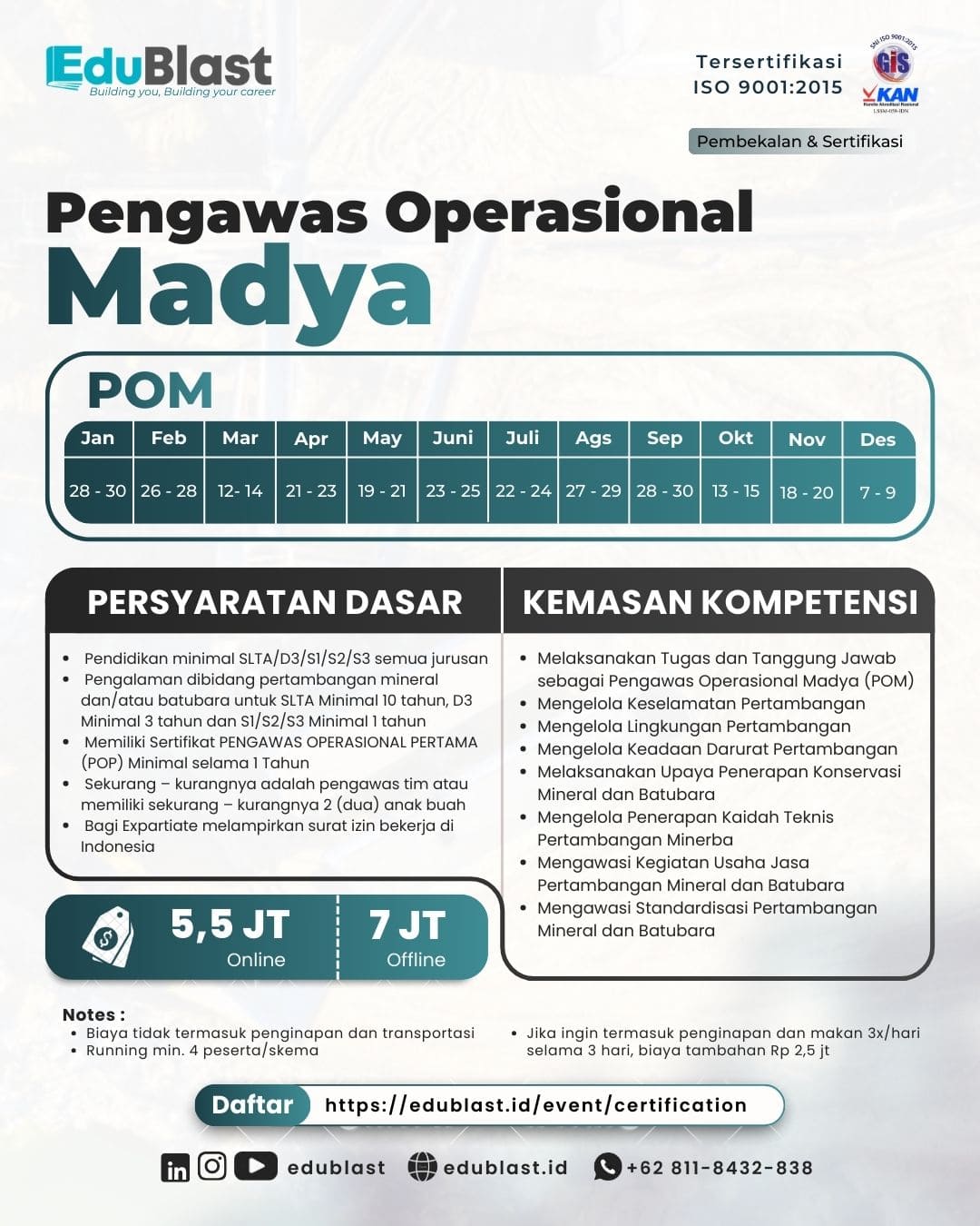 Pembekalan dan Sertifikasi  Pengawas Operasional Madya (POM)