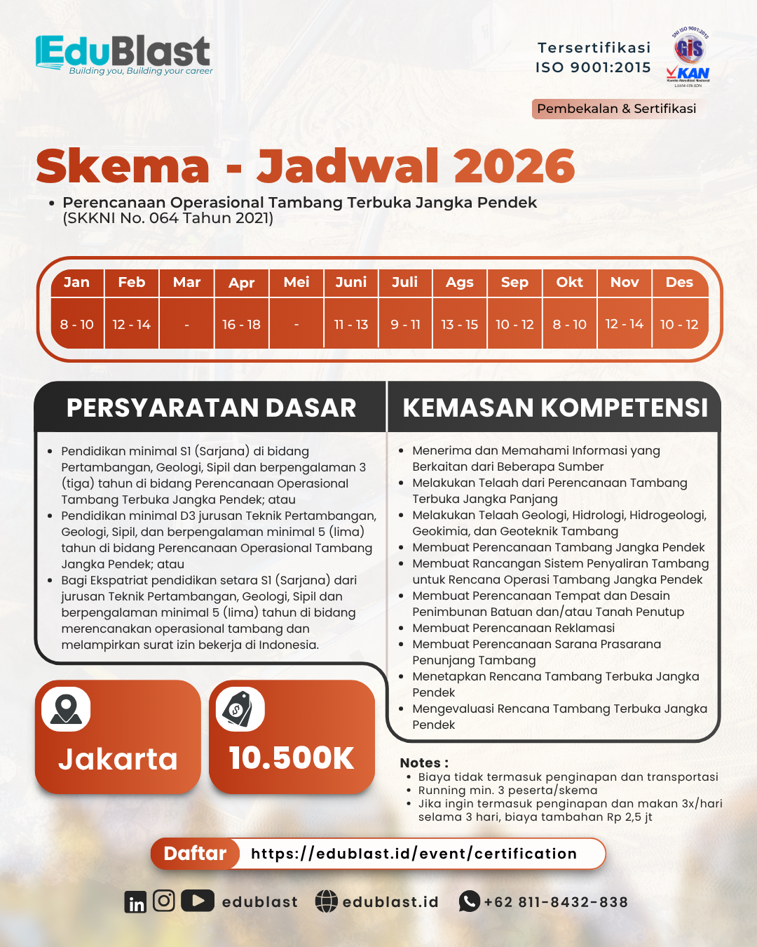 Pembekalan dan Sertifikasi Perencanaan Operasional Tambang Terbuka Jangka Pendek