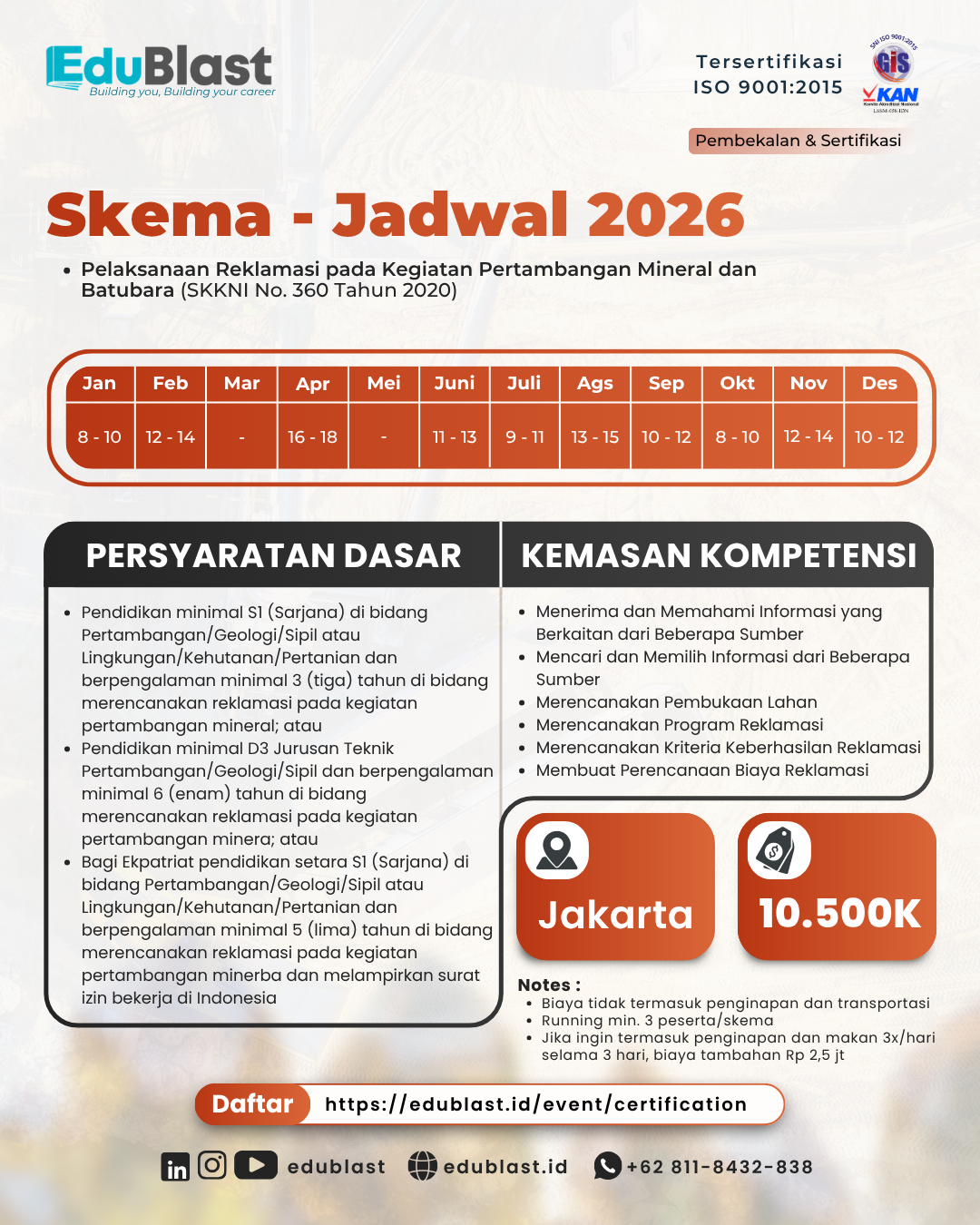 Pembekalan dan Sertifikasi Pelaksanaan Reklamasi pada Kegiatan Pertambangan Mineral dan Batubara