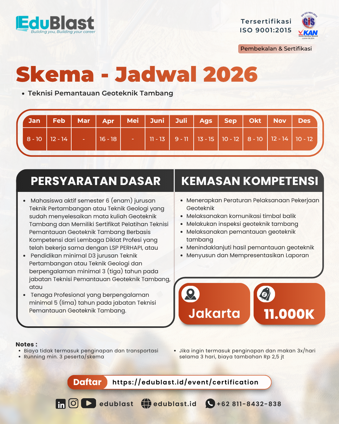 Pembekalan dan Sertifikasi Teknisi Pemantauan Geoteknik Tambang