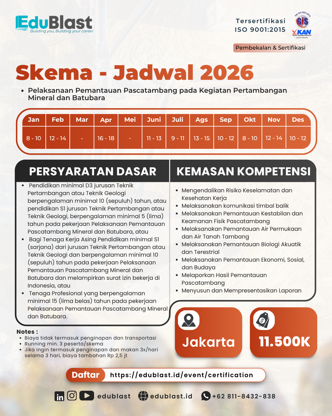 Pembekalan dan Sertifikasi Pelaksanaan Pemantauan Pascatambang Pada Kegiatan Pertambangan Mineral dan Batubara