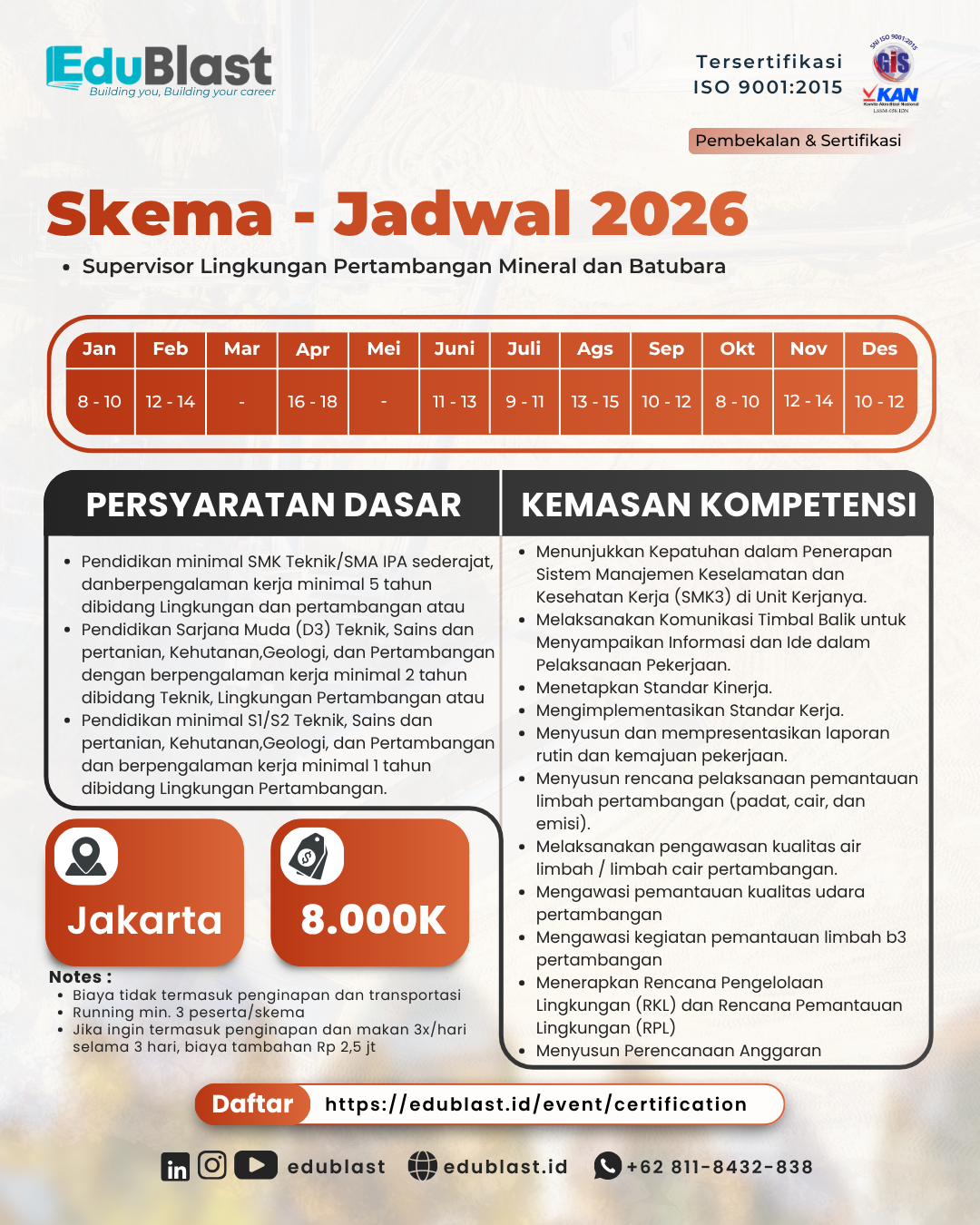 Pembekalan dan Sertifikasi Supervisor Lingkungan Pertambangan Mineral dan Batubara